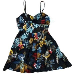 Pacific Vibes Floral Dress Sleeveless with Padded Bra Hawaiian Size XL